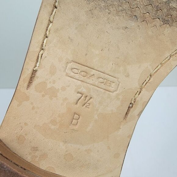 Vintage Coach Made in Italy Soft Beige Leather Loafer Flar Size 7.5 - Picture 9 of 9